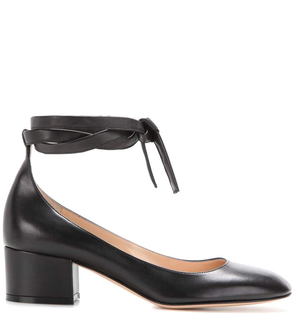 Gianvito Rossi Petra Ankle-wrap 40mm Pump, Black In Llack | ModeSens