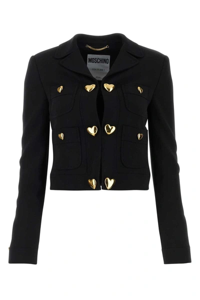 Shop Moschino Jackets And Vests In Black