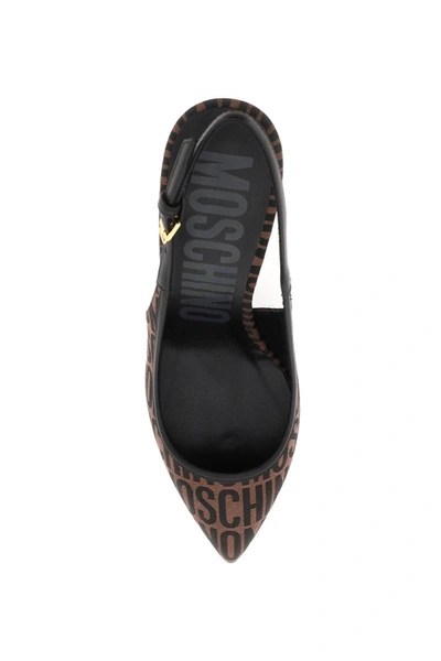 Shop Moschino Jacquard Logo Slingback Pumps In Multicolor