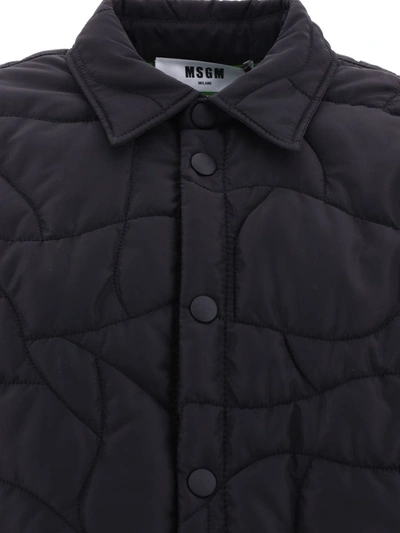 Shop Msgm Padded Overshirt In Black