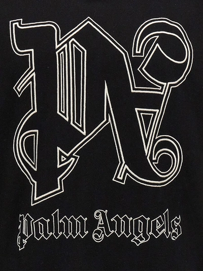 Shop Palm Angels 'pa Monogram Statement' Hoodie In White/black