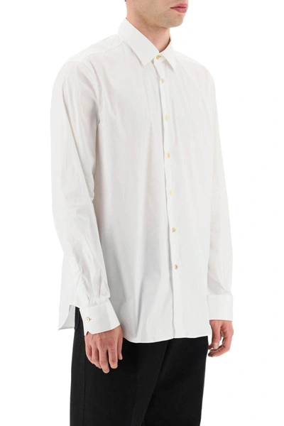 Shop Paul Smith 'artist Stripe' Cuffs Tailored-fit Shirt In White