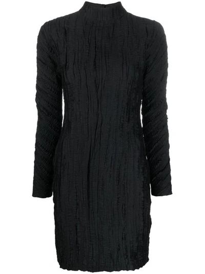 Rodebjer Crease-effect Mock Neck Dress In 9999 Black