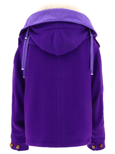 Off-white Off White Short Reversible Coat In Purple