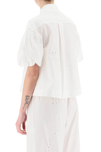 Shop Simone Rocha Embroidered Cropped Shirt In White