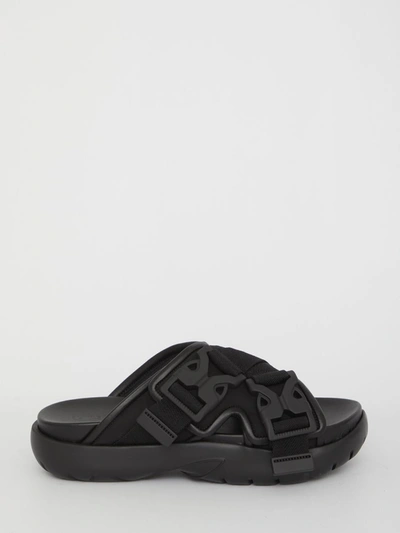 Bottega Veneta Luxurious Leather And Raffia Slides For Effortless Sophistication In Black