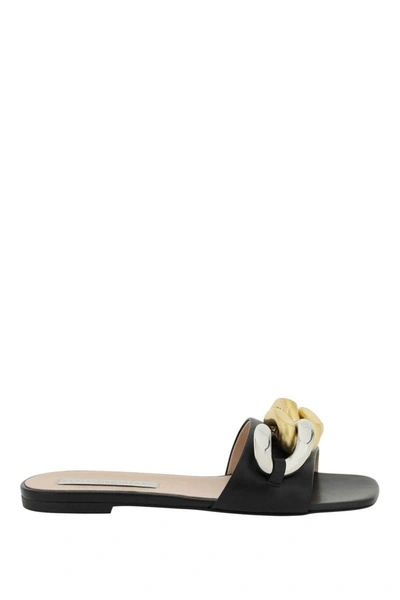 Shop Stella Mccartney 'falabella' Faux Leather Slides In Black