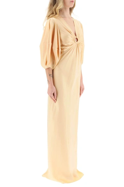 Shop Stella Mccartney Satin Maxi Dress With Cut-out Ring Detail In Pink