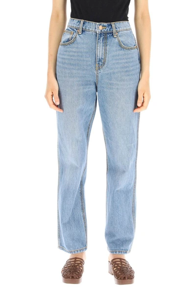 Shop Tory Burch High-waisted Straight-cut Jeans In Blue
