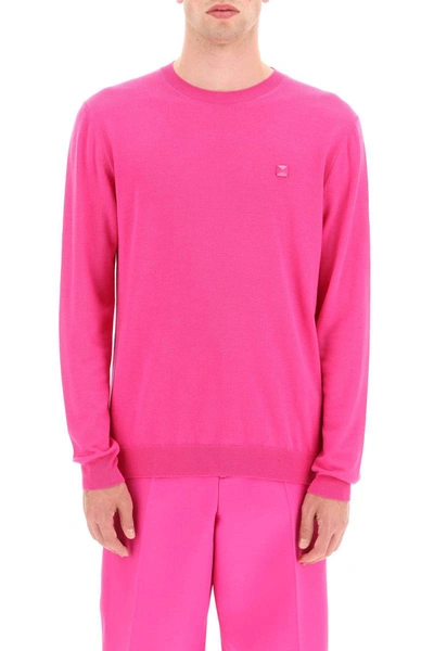 Shop Valentino 'pink Pp' Crewneck Sweater In Fuchsia