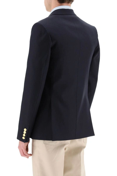 Shop Valentino Drouble-breasted Blazer With Rear Vents In Blue