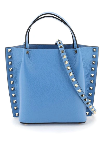 Shop Valentino Garavani Rockstud Small Handle Bag In Blue