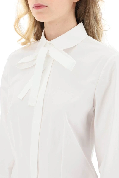 Shop Valentino Poplin Shirt With Lavalliére Tie In White