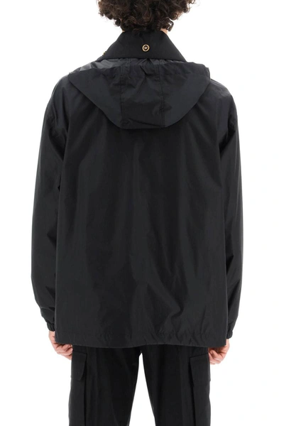 Shop Versace Light Windbreaker Jacket With Medusa Buttons In Black