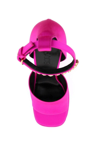 Shop Versace Medusa Aevitas Double Platform Sandals In Fuchsia