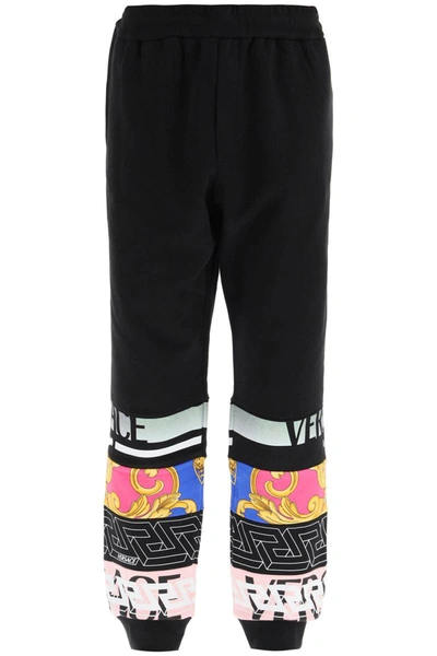 Shop Versace Mitchel Fit Sweatpants With Patchwork In Black