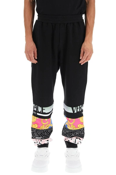 Shop Versace Mitchel Fit Sweatpants With Patchwork In Black