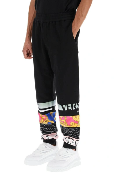 Shop Versace Mitchel Fit Sweatpants With Patchwork In Black