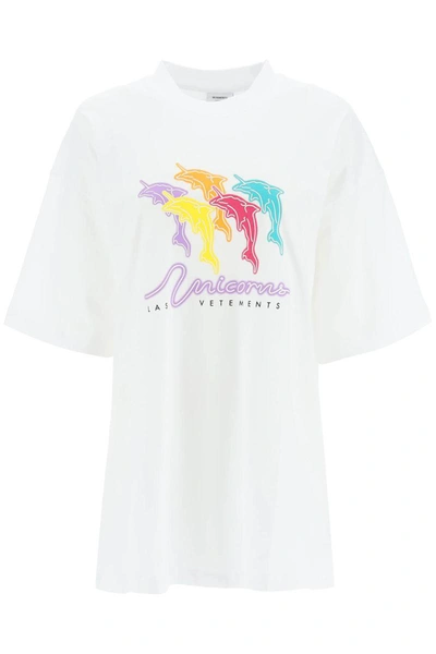 Shop Vetements 'dolphin Unicorn' T-shirt In White