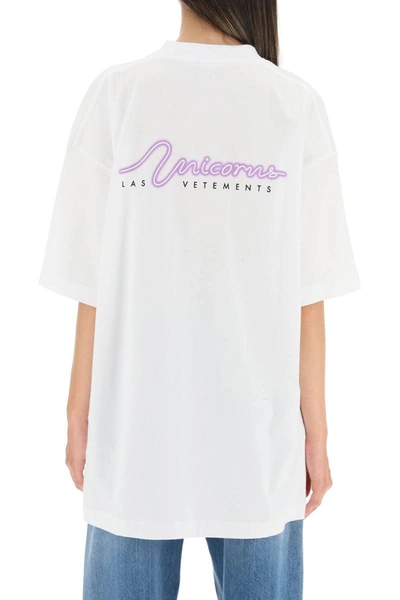 Shop Vetements 'dolphin Unicorn' T-shirt In White
