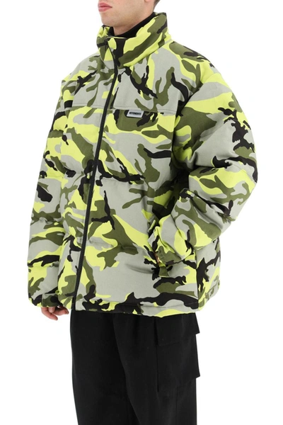 Shop Vetements Neon Camo Oversized Down Jacket In Multicolor