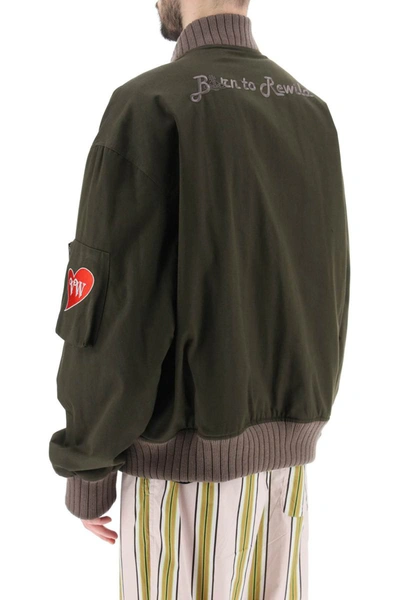 Shop Vivienne Westwood 'born To Rewild' Organic Cotton Bomber Jacket In Green