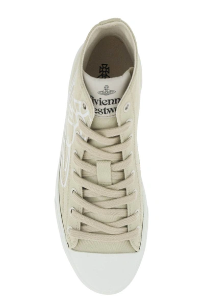 Shop Vivienne Westwood Plimsoll High Top Canvas Sneakers In Beige