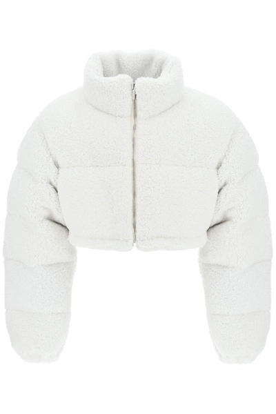 Shop Vtmnts Cropped Shearling Puffer Jacket In White
