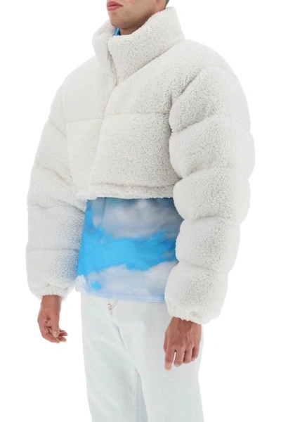 Shop Vtmnts Cropped Shearling Puffer Jacket In White