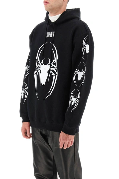 Shop Vtmnts Spider Print Hoodie In Black