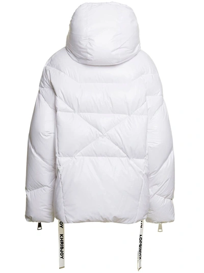 Shop Khrisjoy White 'puff Khris Iconic' Oversized Down Jacket With Hood In Polyester Woman
