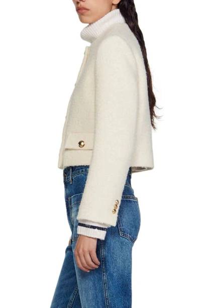 Shop Sandro Walle Boxy Crop Jacket In White