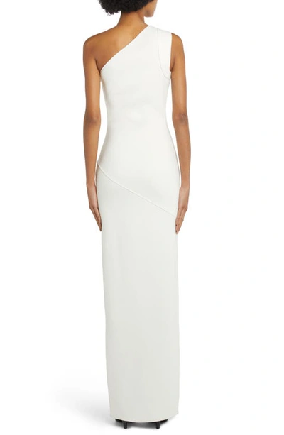 Shop Tom Ford One Shoulder Stretch Crepe Column Gown In Chalk