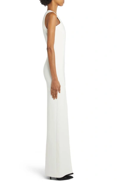 Shop Tom Ford One Shoulder Stretch Crepe Column Gown In Chalk