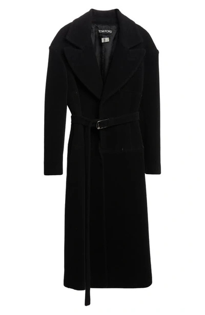 Shop Tom Ford Alpaca & Wool Belted Coat In Black