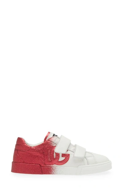 Shop Dolce & Gabbana Kids' Dg Glitter Sprayed Sneaker In White/ Pink