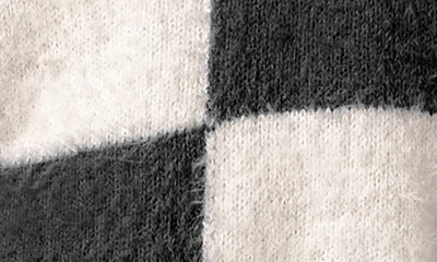 Noisy May Blaire Fuzzy Checkerboard Sweater In Black Checks Eggnog