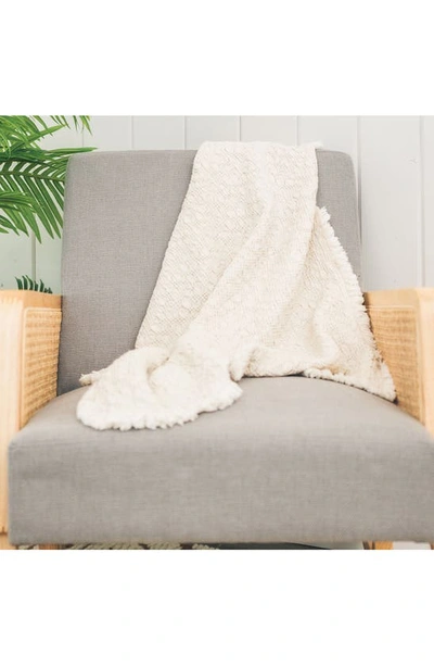 Crane Air Oatmeal Boho Cotton Jacquard Baby Blanket In Cream