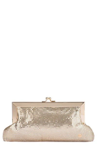 Shop Olga Berg Zara Mesh Frame Clutch In Gold