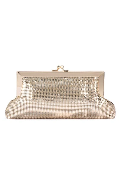 Shop Olga Berg Zara Mesh Frame Clutch In Gold