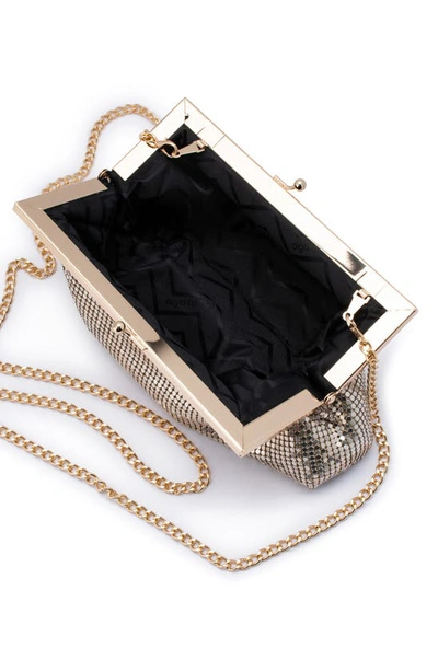 Shop Olga Berg Zara Mesh Frame Clutch In Gold