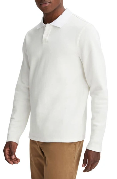 Shop Vince Long Sleeve Cotton Piqué Polo In Off White