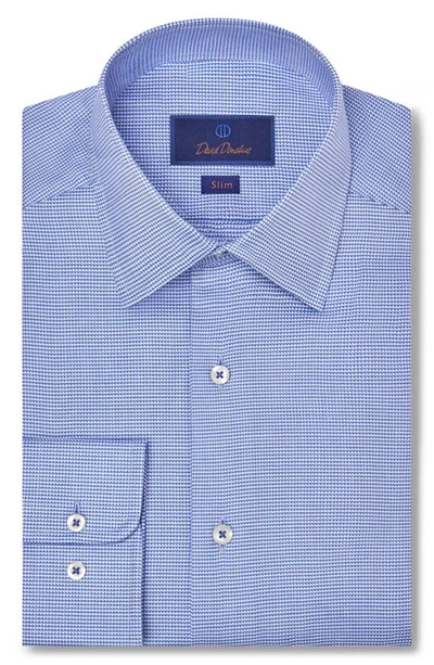 Shop David Donahue Slim Fit Dobby Micro Check Cotton Dress Shirt In Blue/ Sky