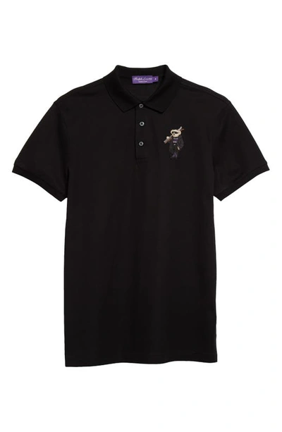 Shop Ralph Lauren Purple Label Polo Bear Embroidered Polo In Cls Black