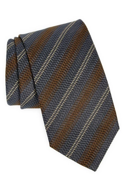 Shop Brioni Stripe Silk Tie In Graphite