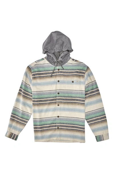 Shop Billabong Kids' Baja Hooded Flannel Shirt In Cream