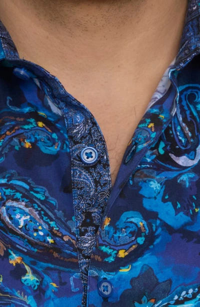 Shop Robert Graham Tangier Paisley Stretch Button-up Shirt In Blue