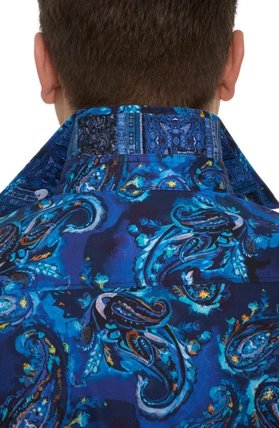 Shop Robert Graham Tangier Paisley Stretch Button-up Shirt In Blue