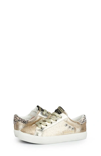 Vintage Havana Kids' Isabel Metallic Leather & Genuine Calf Hair Sneaker In Rose Gold Glitter Multi