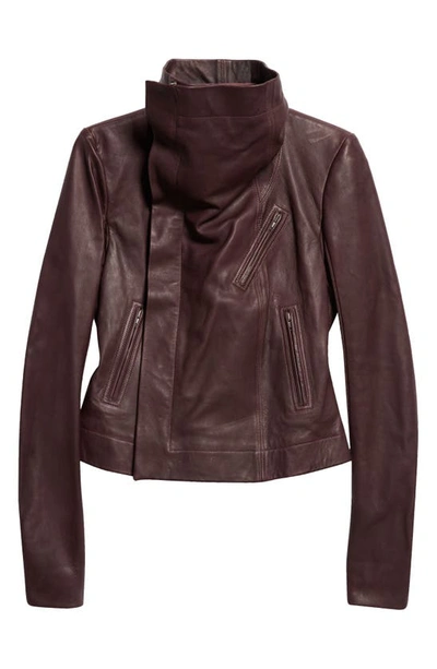 Shop Rick Owens Asymmetric Leather & Virgin Wool Biker Jacket In Amethyst